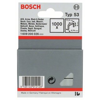 Bosch Feindrahtklammer Typ 53, 11,4 x 0,74 x 6 mm, 1000er-Pack