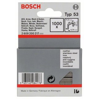 Bosch Feindrahtklammer Typ 53, 11,4 x 0,74 x 14 mm, 1000er-Pack, rostfrei