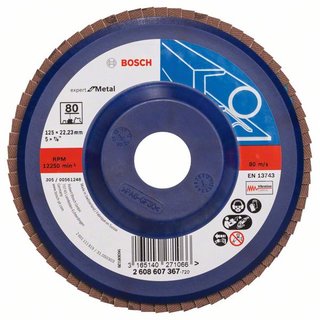 Bosch Fächerschleifscheibe X551, Expert for Metal, gerade, 125 mm, 80, Kunststoff