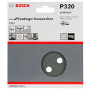 Bosch PRO F355 Schleifblatt, 125 mm, 320, 5-tlg.. Für Exzenterschleifer
