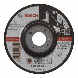 Bosch Schruppscheibe gekröpft Expert for Inox AS 30 S INOX BF, 115 mm, 22,23 mm, 6 mm