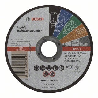 Bosch Trennscheibe gerade Rapido Multi Construction ACS 60 V BF, 125 mm, 1,0 mm