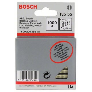 Bosch Schmalrückenklammer Typ 55, geharzt 6 x 1,08 x 19 mm, 1000er-Pack