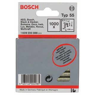 Bosch Schmalrückenklammer Typ 55, geharzt 6 x 1,08 x 26 mm, 1000er-Pack