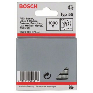 Bosch Schmalrückenklammer Typ 55, 6 x 1,08 x 14 mm, 1000er-Pack