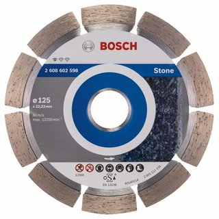 Bosch Diamanttrennscheibe Standard for Stone, 125 x 22,23 x 1,6 x 10 mm, 1er-Pack