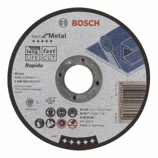 Bosch Trennscheibe gerade Best for Metal - Rapido A 60 W BF, 115 mm, 1,0 mm