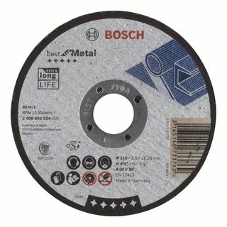 Bosch Trennscheibe gerade Best for Metal A 30 V BF, 115 mm, 2,5 mm