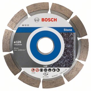 Bosch Diamanttrennscheibe Standard for Stone, 125 x 22,23 x 1,6 x 10 mm, 10er-Pack