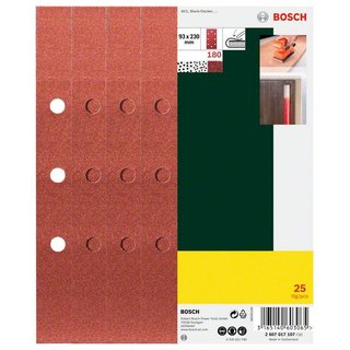 Bosch Schleifblatt-Set für Schwingschleifer, 25-teilig, 8 Löcher, 93 x 230 mm, 180