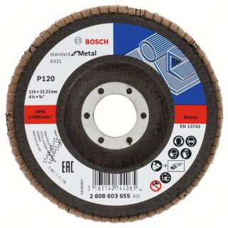 Bosch Fächerschleifscheibe X431, Standard for Metal. Für kleine Winkelschleifer