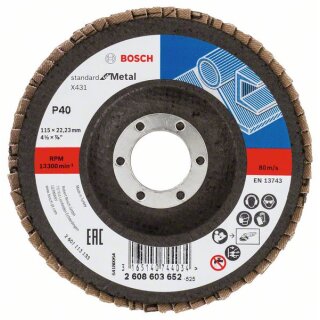 Bosch Fächerschleifscheibe X431, Standard for Metal. Für kleine Winkelschleifer