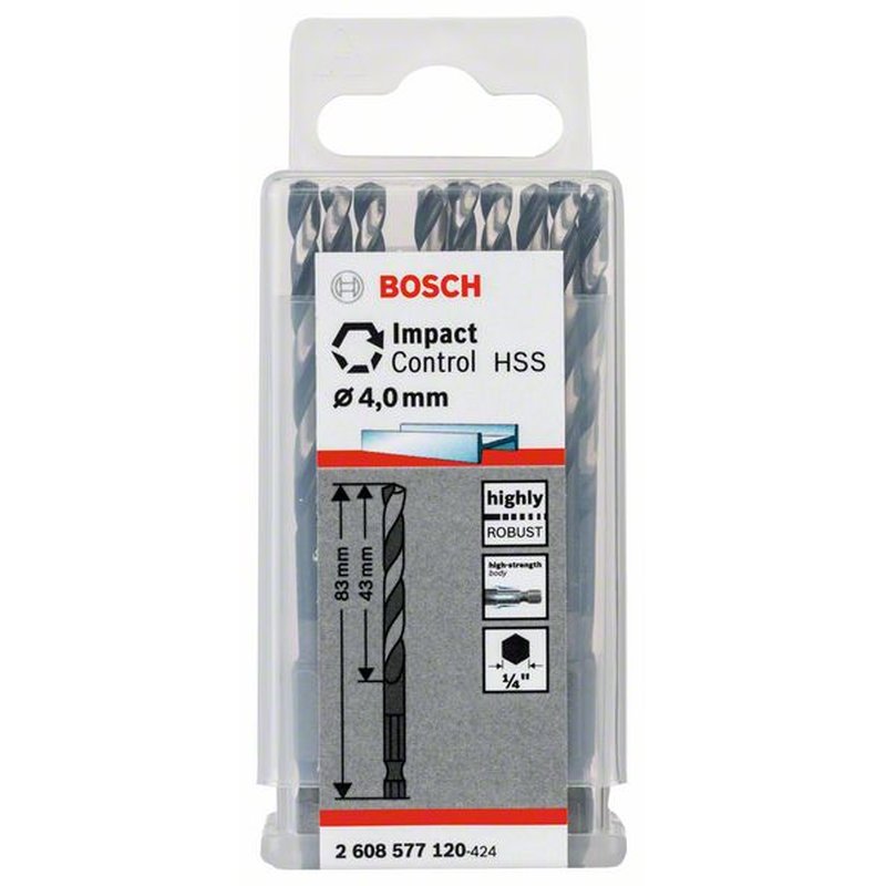 4,1 x 43 x 83 mm Bosch HSS Spiralbohrer mit Sechskantschaft 1er-Pack 