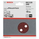 Bosch Schleifblatt C430, 125 mm, 60, 120, 240, 8 Löcher, Klett, 6er-Pack