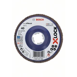 Bosch Fächerschleifscheibe X571 Best for Metal, gerade, 115 mm, K 40, Kunststoff