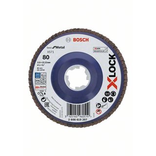 Bosch Fächerschleifscheibe X571 Best for Metal, gerade, 115 mm, K 80, Kunststoff