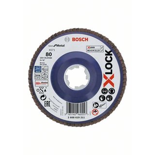 Bosch Fächerschleifscheibe X571 Best for Metal, gerade, 125 mm, K 80, Kunststoff